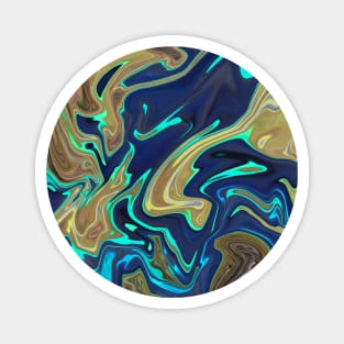 Liquid Marble, Swirling Blue and Tan Magnet